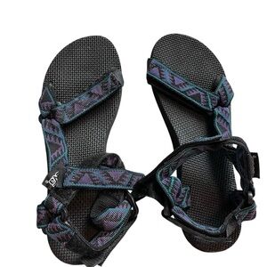 Teva Sport Sandals Black Purple Blue Strappy Velcro Women’s Size 7
